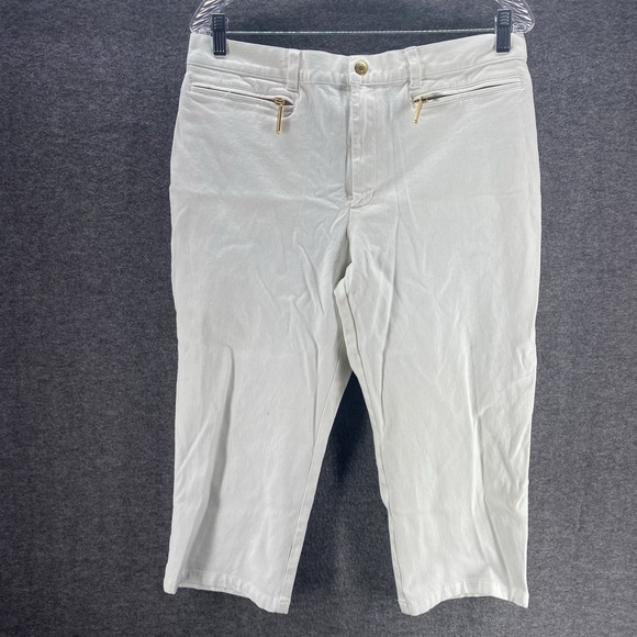 Lauren Ralph Lauren Pants - Ralph Lauren Capri Pants Womens 12 White Mid Rise Stretch‎ Hiking Zipper Pockets